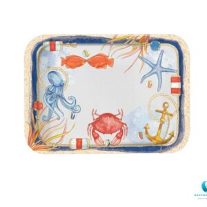Vassoietto 23x16x2 da Portata Stile Nautico con Decorazioni Marine per barche e camper