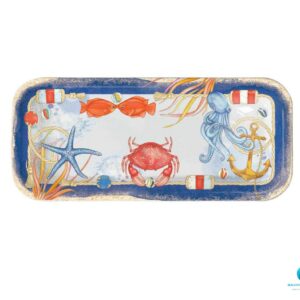 Vassoio rettangolare 33×14,5 da Portata Stile Nautico con Decorazioni Marine per barche e camper
